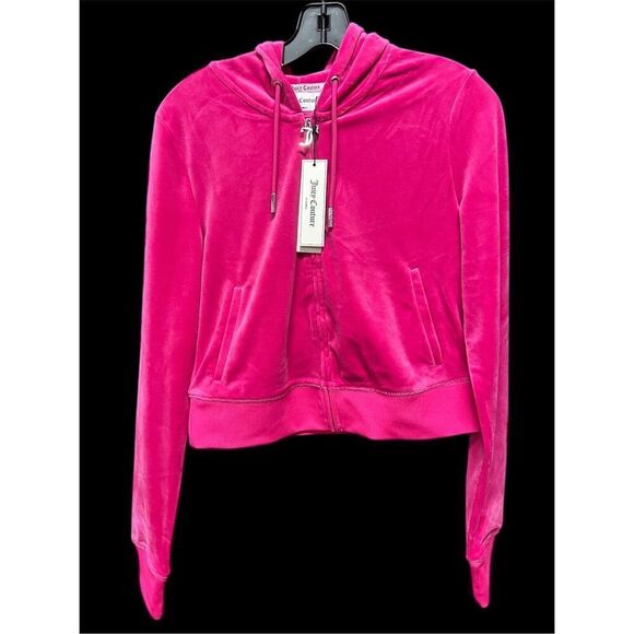 New Juicy Couture OG Big Bling Full Zip Velour Hoodie M Free Love - Picture 1 of 10